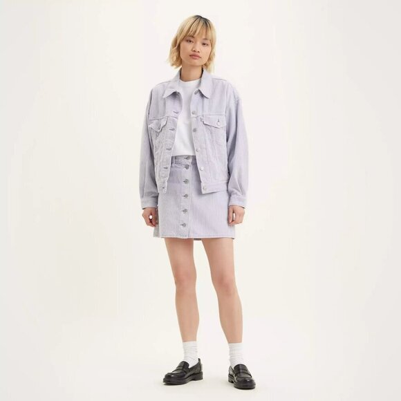 Levi's Buttonfront Corduroy Skirt- Purple Cord A-Line Mini Skirt- Size 25 - Picture 4 of 16